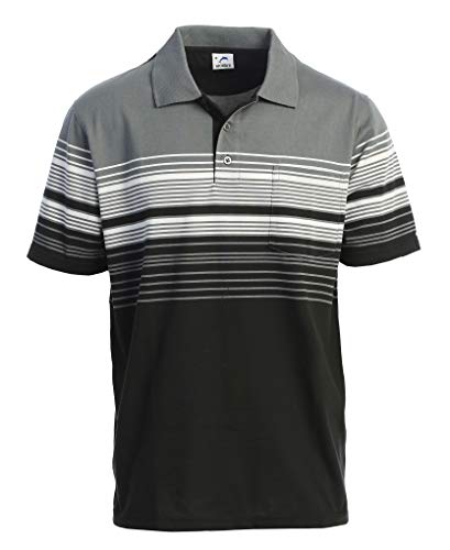 Gioberti Mens Striped Polo Shirt with Pocket - Yarn Dye