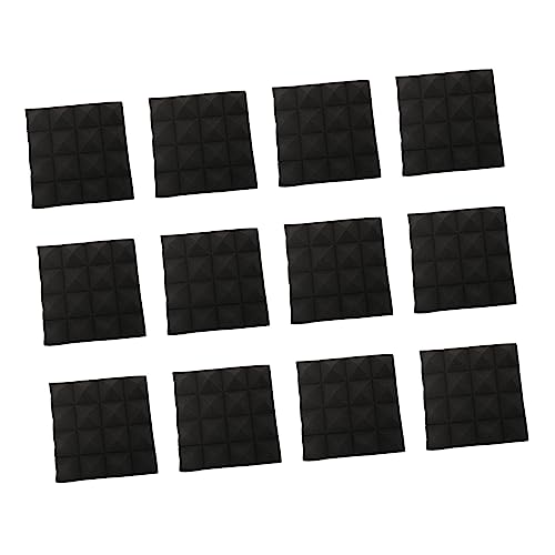 12 Piezas Paneles Acústicos de Espuma en Forma de Pirámide Negro para Estudio de Grabación miniatura 1