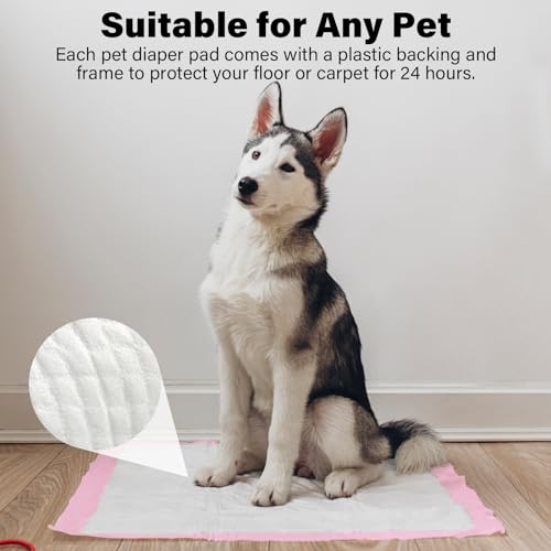 Image of Basics Dog and Puppy Pee Pads with 4-Layer Leak-Proof and Quick-Dry Design for Potty Training, 13 inch x 17 inch Ultra Absorbent Disposable Changing Pads for Small Pets -Pink(50 Count)