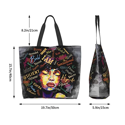 Iagm Women Tote Bags African American Woman Shoulder Bag Afro Black Girl Magic Satchel Handbags For Shopping,Work,Grocery,Gym #TOP3