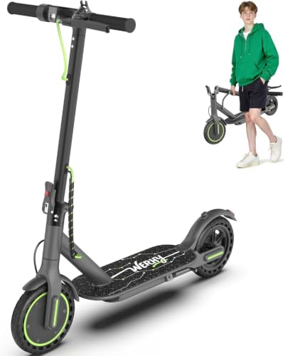 Image of WERHY Foldable Electric Scooter for 7.8 inch-9.4 inch feet, 350W Motor, Max 12 Miles Long Range, 19 MPH Max Speed, 8.5 inch Solid Tire, Lightweight Foldable E-Scooter with Dual Braking, Digital Display