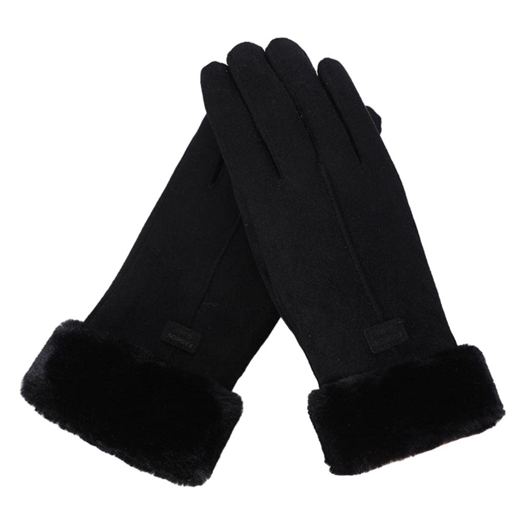 Women Gloves Full Finger Mittens Winter Windproof Gloves for Cycling Hiking Black-image-40
