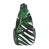 Green Palm LeafsPrint - Mochila cruzada para hombre y mujer, correa diagonal, ligera, para hombro