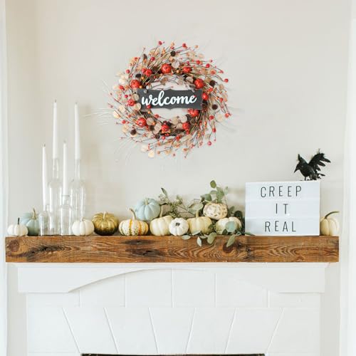 Idyllic Fall Welcome Wreath 22 Inches Autumn Front Door Wreath Harvest Wreath With Pumpkins Dry Vine Branches Berries And Pine Cones Fall Decorations For Indoor Wall Window Festival Thanksgiving Fall Decor thumb #4