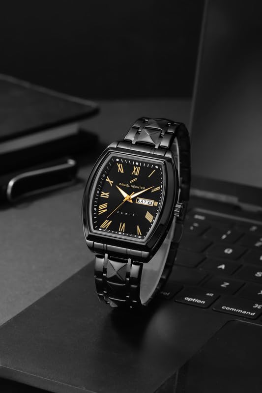 Image of Daniel Hechter Duroc Collection Luxury Watch for Men with Roman Indices, Day-Date Display and Two-Tone Studded Stainless Steel Strap