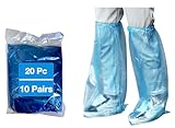 Leo 20 piece 10 pairs shoes & long Boots cover - Disposable Long Boots Shoes Cover slip resistant Durable Material for carpet, rain, mud, snow. (20 pcs)