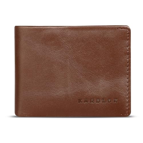 Men's Leather Bifold Wallet, Brown, Classic Design with Multiple Card Slots, Cash Compartment, Coin Storage