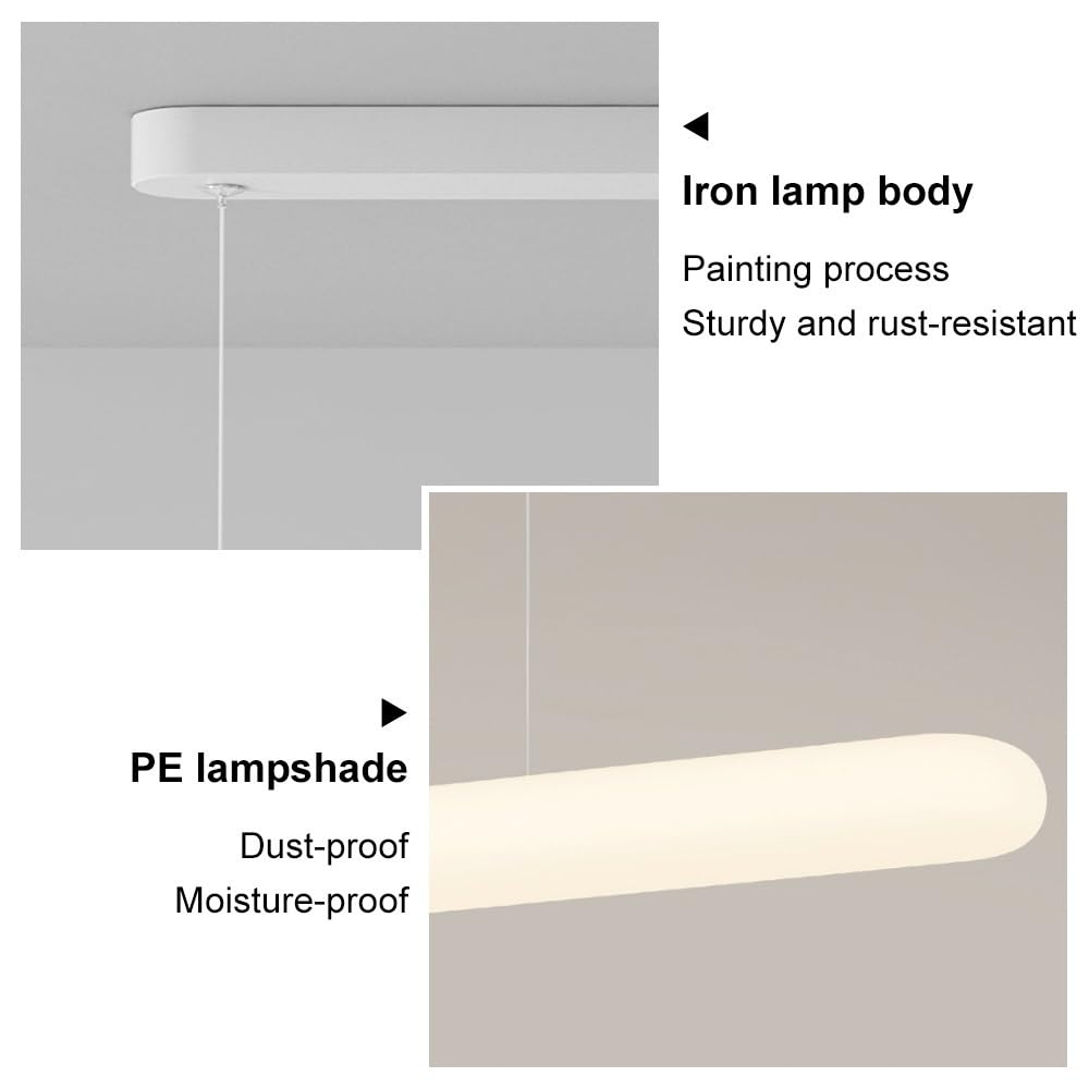 Ultracienka lampa wisząca z długim prętem, liniowa lampa wisząca z akrylu, dekoracyjne lampy wiszące do jadalni, żyrandol LED 36 W – 3 kolory, nowoczesne lampy liniowe nad wyspę