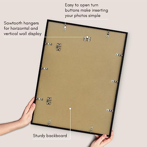 Americanflat 17x22 Picture Frame with Polished Plexiglass - Streamline Collection - Thin Border Picture Frame for Wall Display - Hanging Hardware Included - Black