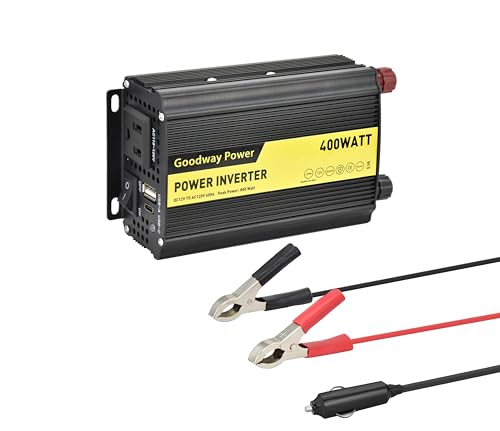 Goodway Power Compact and Lightweight Modified sine Wave Power Inverter DC12V to AC110-120V 60Hz with Rated Output Power 100W 200W 300W 400W for Choice(100 Watts)