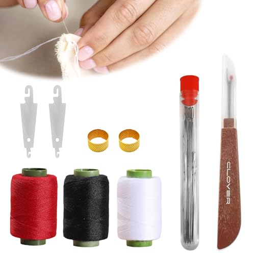 Kit de couture 34 pièces, aiguilles et outils de réparation à la main, kit d'aiguilles et de fils multi-usages, ensemble d'outils de couture, cadeaux pour femmes, ensemble de fils et d'aiguilles pour