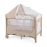 Cuna Colecho D’Bebé con 2 Niveles Mosquitero Acolchonado (Beige)