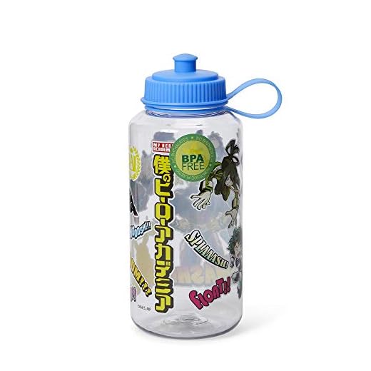 My Hero Academia Heroes & Perks Large Plastic Water Bottle | Features Fan-Favorite Boku No Hero Characters | Holds 32 Ounces