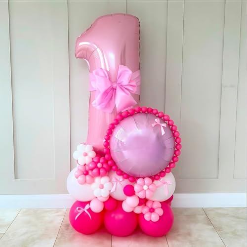 Image of Pastel Pink 1 Balloon Number,40 Inch Light Pink 1 Balloons Large Helium Foil Mylar Number 1 Balloon for Birthday Party Anniversary Decorations