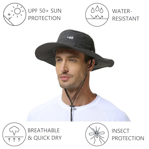 Image of BASSDASH UPF 50+ Mosquito Sun Hat with Hidden Head Net and Neck Flap for Men Women Outdoor Fishing Hiking Camping
