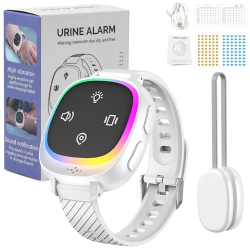 Wireless Bed wetting Alarm for Boys Girls Smart Wearable Bedwetting Enuresis Alarm for Kids Teens & Adults 3 Alert Modes (Sound Vibration & Light) Anti-Loss Tracking 20-Day Standby