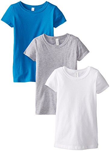 Image of Clementine Apparel Girl's 3 Pack Short Sleeve T Shirts Crew Neck Casual Soft Tees Top - Sizes 3-16