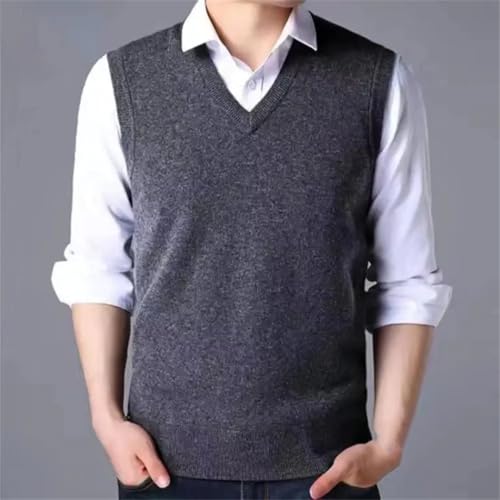 Men's Knitted Sweater Vest Sleeveless Pullover Waistcoat Solid Color Business Outwear Tops4