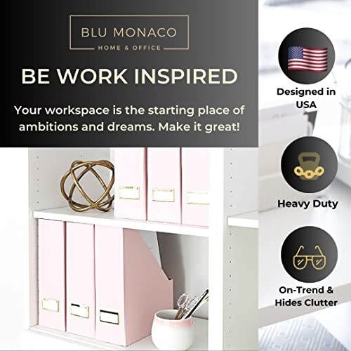 Blu Monaco Set Of 6 Foldable Pink Cute Magazine Holders With Gold Label Holders - Stylish Magazine Storage For Desk, Shelves, And Closets - Book Bins, Files Organizers And Document Storage #TOP1