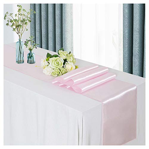 Pink Satin Table Runner Rectangle 10 Packs 12x108 Inches Party Table Runner Smooth Silk Satin Fabric for Wedding Baby Shower Decorations by SoarDream - Image 6