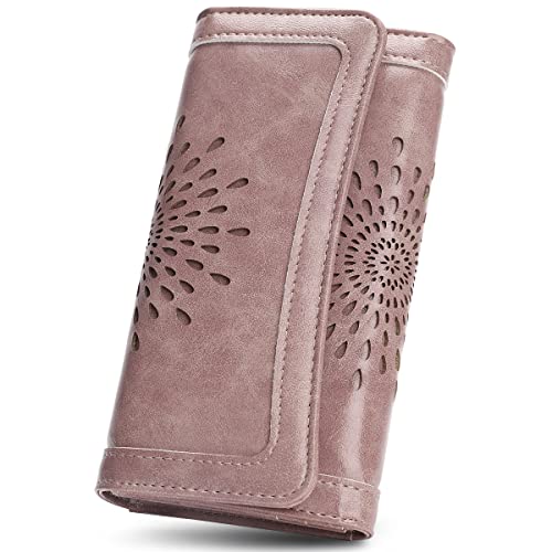 Image of APHISON Ladies Soft Leather RFID Long Wallet Trifold Clutch Purse Credit Card Holder Case for Women With Gift Box