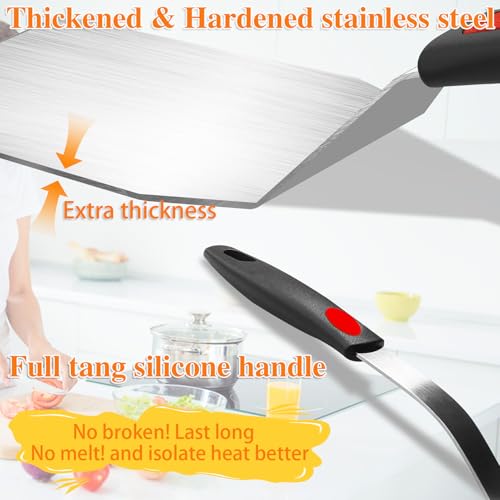 Spatula Set 6-Piece - kitchen utensils set cooking Stainless Steel Turner Set, 600°F Heat Resistant, Metal Spatulas for Griddle/Cast Iron & Nonstick Safe Silicone Tools for Egg, Pancake, Burger - image 5