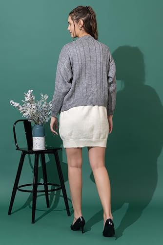 Image of Women Woolen V Neck Casual Wear Stylish 3 Button Cardigan Sweaters for Winter Season
