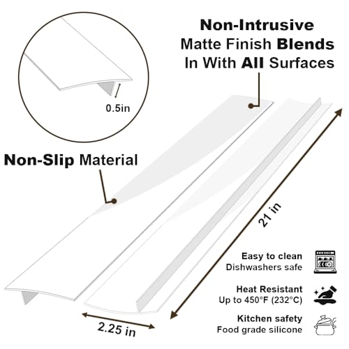 Image of Silicone Kitchen Stove Counter Gap Covers - 21 Inch Gap filler2 Pack White