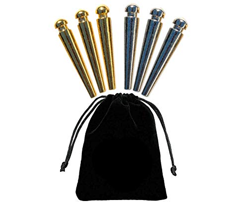 WE Games Premium Easy Grip Cribbage Pegs with a Tapered Design & Velvet Pouch - Set of 6 (3 Gold & 3 Silver)