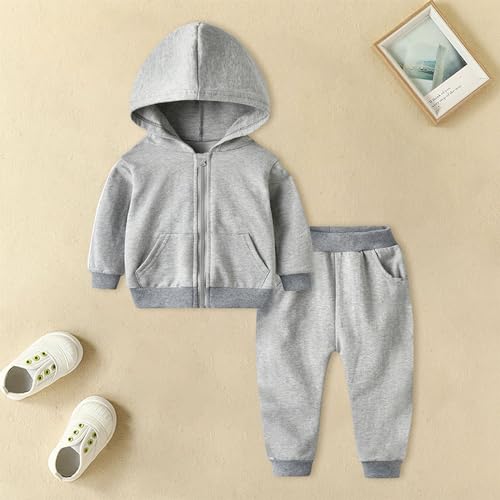 Toddler Girls Boys 2pc Tracksuit Athletic Sweatsuits Sets Zip Up Hooded Sweatshirt Jogger Sweatpants Kids Clothing Sets Fall4