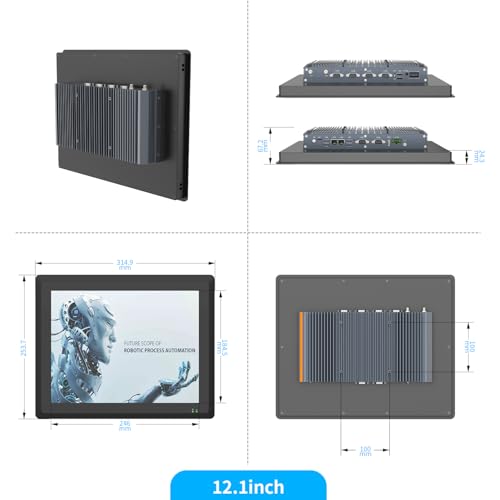 Image of 12.1 inch Industrial Fanless Panel PC, IP65 Windows 11 Touch Screen Panel Computer, Power-on Auto-Start, VESA Mount, 2xLAN, HDMI, 6xUSB, 2xRS485, 4xRS232, 8*GPIO (J6412 16GB+512GB)
