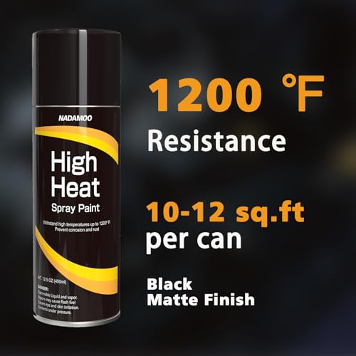 Image of NADAMOO High Heat Spray Paint for Metal, Matte Black High Temp Paint | Heat Resistant to 1200F, Stops Rust, for Fireplaces, BBQ Grill, Stove, Automotive Engine, Brake Caliper, 1 Can