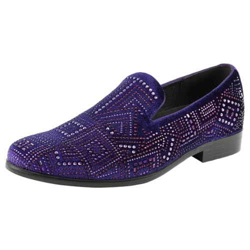 Image of Amali Men's Embellished Velvet Tuxedo Loafers, Smoking Slippers | Velvet slip-on smoking slippers with embellished upper for tuxedos, weddings and formal occasions