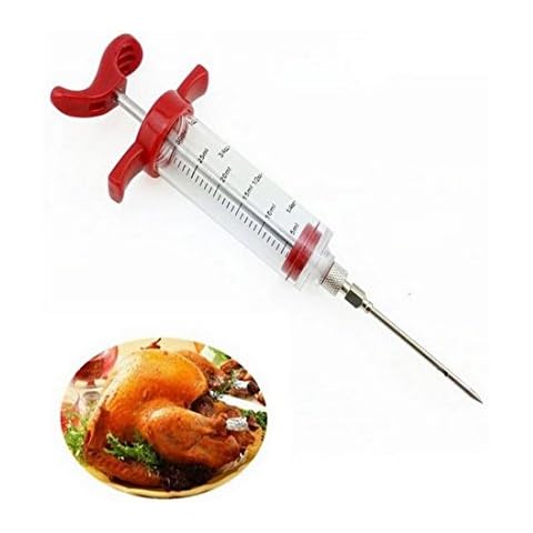 Ryoizen Bratenspritze Marinadenspritze Kunststoff BBQ Spritze Fleischspritze zum Grillen Braten Cover