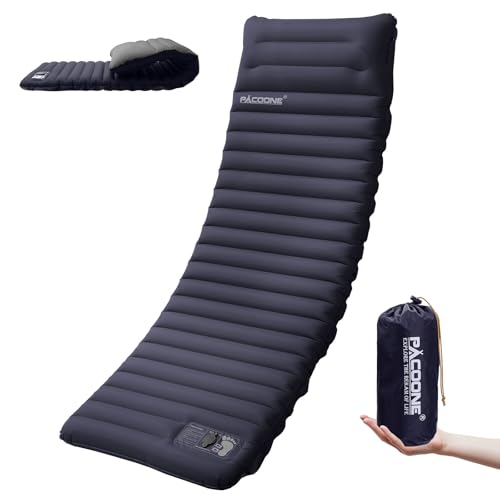 PACOONE Extra Thick 4 Inch Camping Sleeping Pad, Splicable Ultralight Sleeping Pad with Pillow...