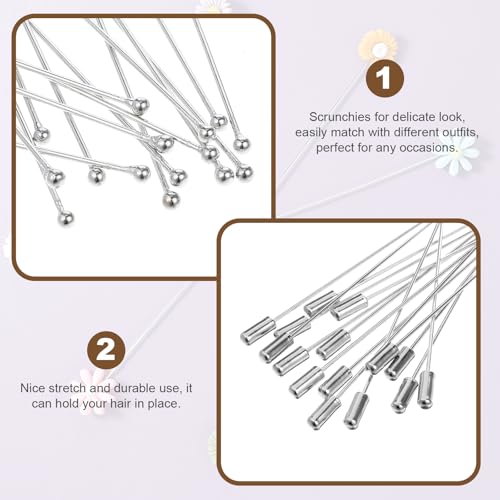 Qianyu 20 Pcs Brooch Pin Stick for Jewelry Making Silver Boutonniere Brooch Long Needle Lapel Hat Pins Round Ball Metal Safety Stick Pins Accessories for DIY Costume Suit Tie Scarf Badge Craft