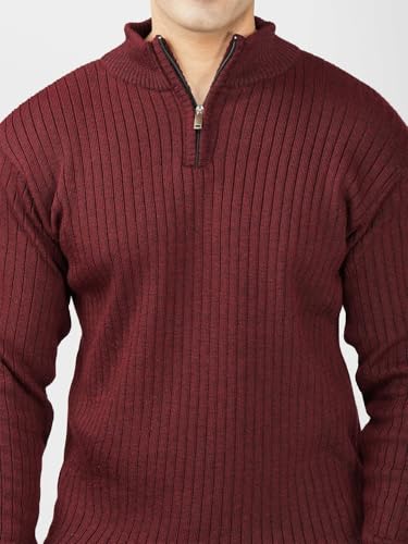 Image of LOQUE Men's Wool Blend Selection Sweater Half Zip High Neck Pullover Warm Casual Winter Wear for Office and Travel