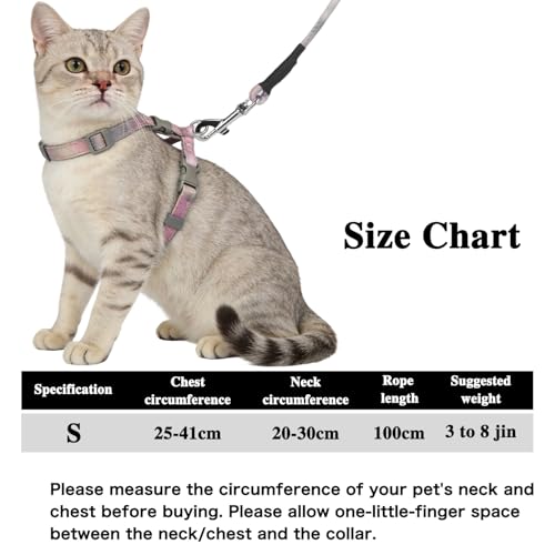 MOTIBACK Katzenleine, Katzen Leine, Verstellbares Katzen Geschirr mit Leine, Ausbruchssicheres Kätzchen Geschirr, Weiches Katzenleine für Spaziergänge, Indoor Outdoor Aktivität