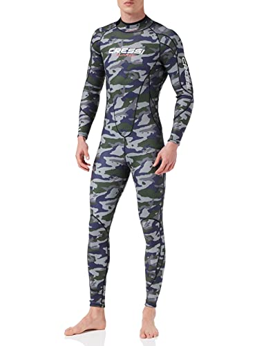 Cressi Summer Man Wetsuit 2.5 mm Traje de Buceo sin Capucha en Neopreno Biforrado, Hombre, Camuflaje Gris/Verde, S