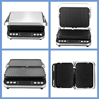 zoomyo 2-in-1 Kontaktgrill/Tischgrill, mit 6 Automatikprogrammen, Grillplatten sind separat regelbar, LCD-Anzeige für… – Bild 8