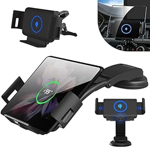 NEWZEROL Draadloze autoladerhouder, compatibel met Galaxy Z Fold 2/3/4, ventilatiesleuven en dashboard, 15 W Qi…