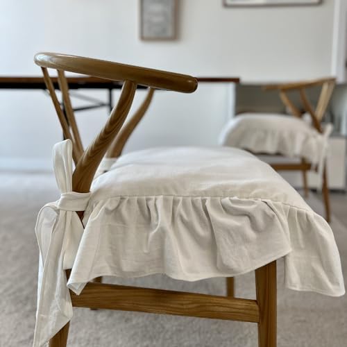 Cozymomdeco Korean Made Chair Pad Slipcover 17.7'X17.7' Chair Cushion Cover Ties With Ruffle Farmhouse Decor No Cushion Insert thumb #6