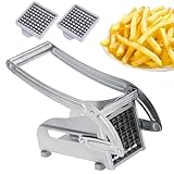 Cortador De Patatas En Acero Inoxidable, Cortador Patatas Fritas Manual Con 2 Cuchillas Afiladas, Cortador De Virutas, Cortador De Verdura Antideslizante, Cortapatatas Para Cebolla Zanahoria Fruta