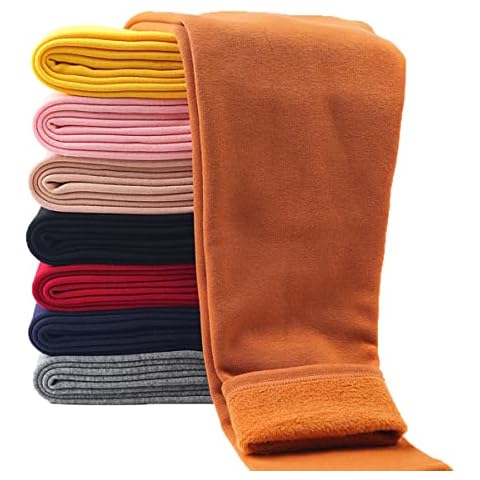 Tengo Girls Winter Fleece Lined Warm Kids Pants Cotton Thermal Leggings(Brown,120) Cover