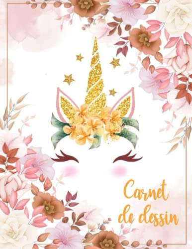 Carnet de dessin: Cahier de dessin Licorne A4 pour enfant | 100 Grandes Papiers Blancs Pour Dessin!