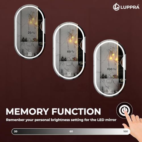 Image of 24x24 Inch Round Glass Wall Mounted LED Mirror with Smart Touch Sensor & 3 Color Lights (Warm, Cool, Natural) for Bathroom, Washbasin & Vanity (Capsule)