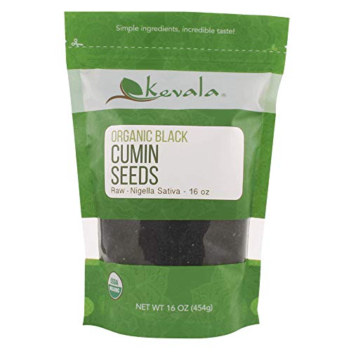 Kevala Organic Raw Black Cumin Seeds (Nigella Sativa) - Gluten Free Seasoning, Kalonji, Vegan, USDA Certified, Kosher, Non GMO, 1 lb, 16 oz