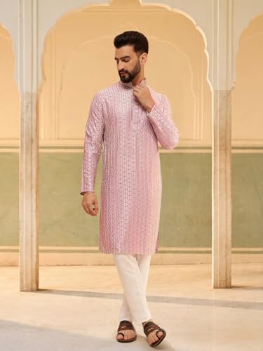 Image of SOJANYA (Since 1958 Men's Cotton Rayon Shiny Thread Sequinned Only Long Kurta