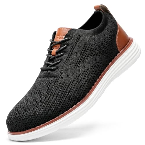 Image of Furuian Steel Toe Shoes for Men Safety Shoes for Men Casual Dress Work Sneakers Lightweight Steel Toe Work Sneakers Comfortable Safety Tennis Oxfords Black