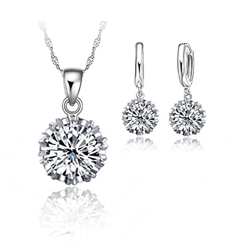 Bijoux de mariage en argent 925 parure élégante collier et boucles d'oreilles